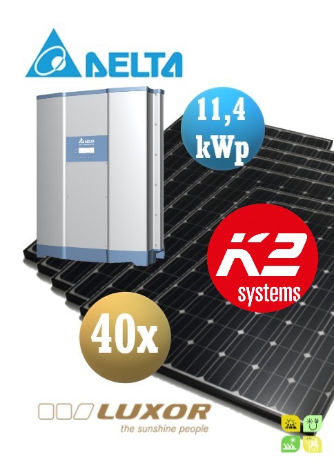 Sistem fotovoltaice complet - 40 panouri fotovoltaice LUXOR 280wp și Invertor cu WiFi de 11,4 kWp DELTA