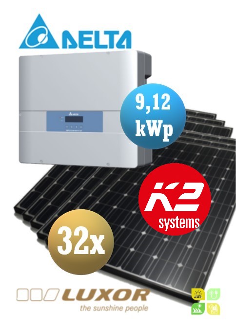 Sistem fotovoltaice complet - 32 panouri fotovoltaice LUXOR 280wp și Invertor cu WiFi de 9,12 kWp DELTA